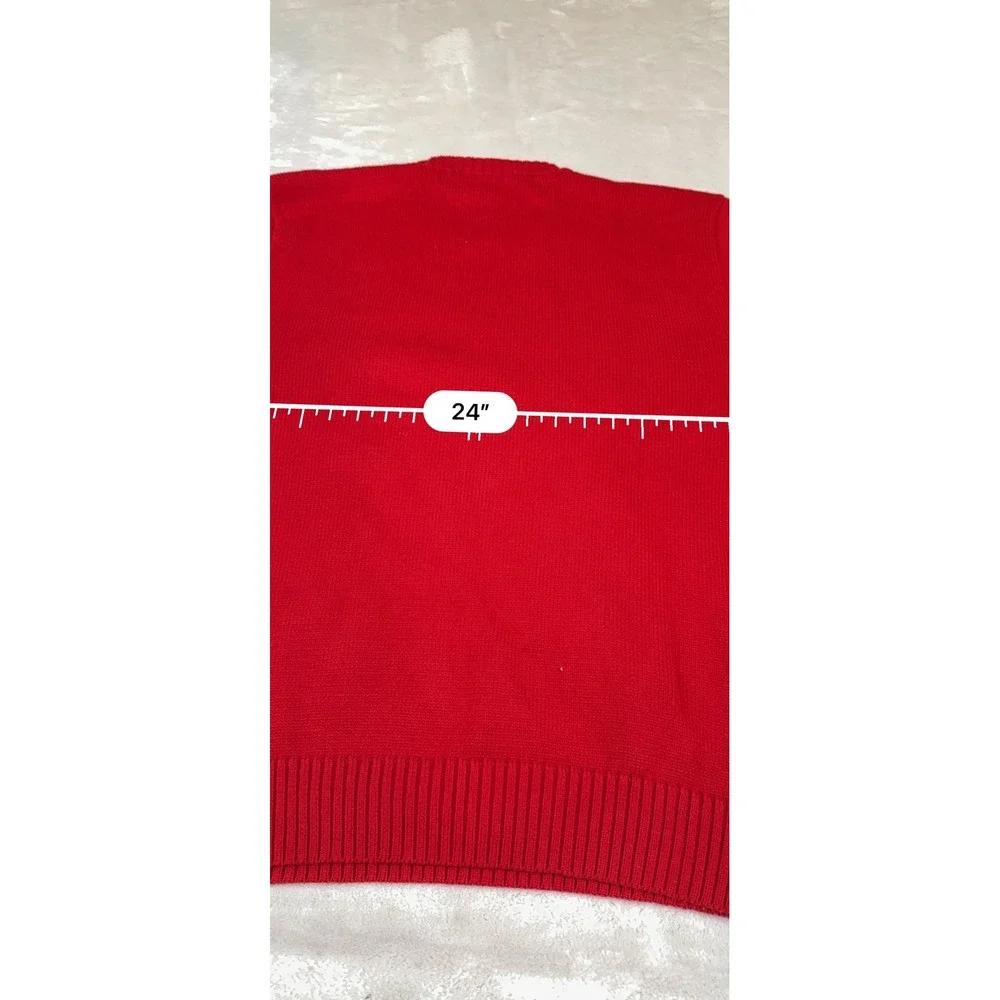 Polo Ralph Lauren Mens XL Red Cotton Crewneck Sweater Navy Pony Logo‎ Vintage